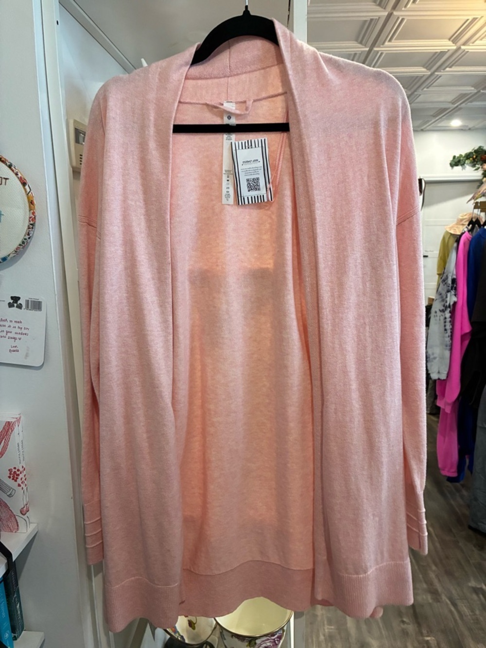 Lululemon light Pink Open Front side slit Women’s Cardigan Sweater